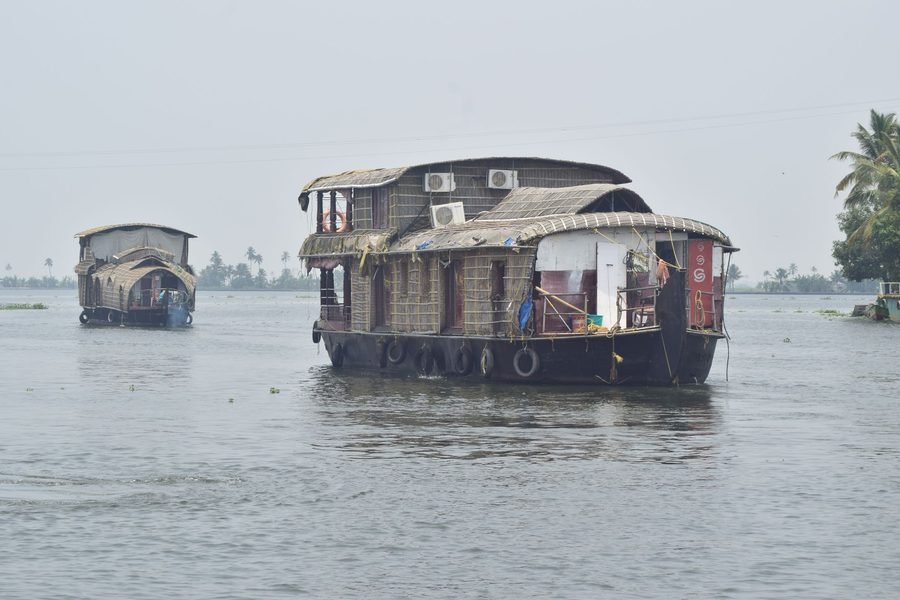 Traditional houseboat on the Kerala backwaters