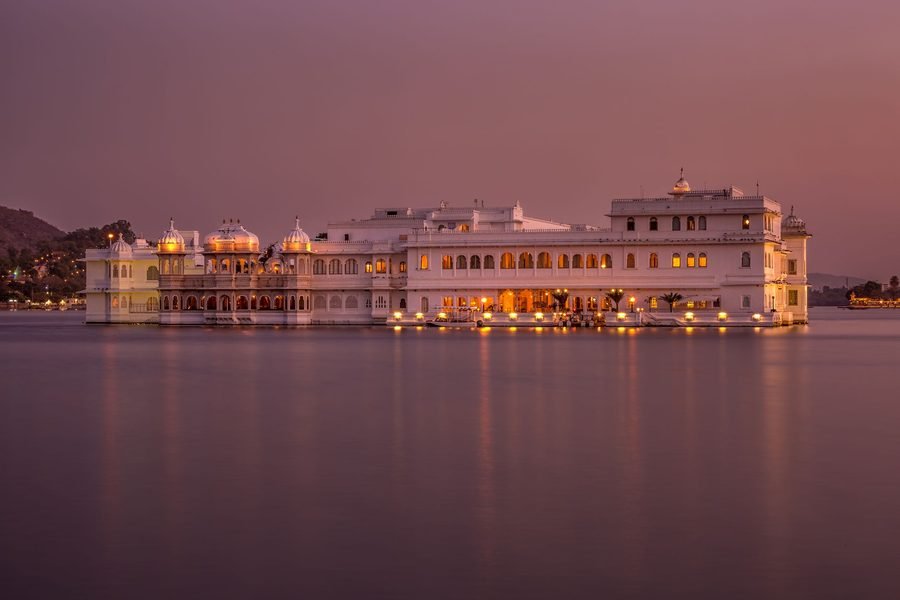 Lake Palace on Lake Pichola at dusk, Udaipur