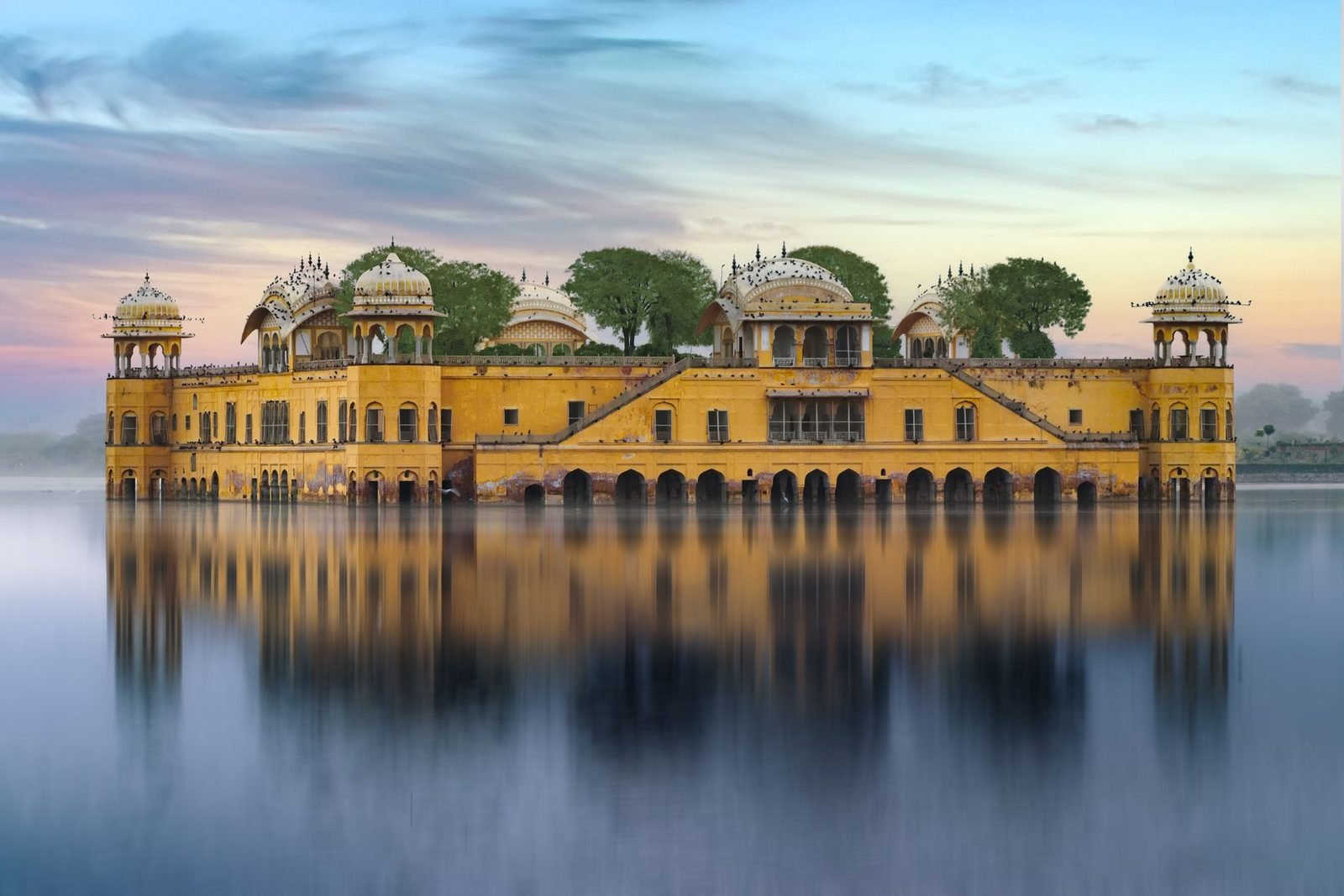 Jal Mahal water palace at dawn, Jaipur, Rajasthan